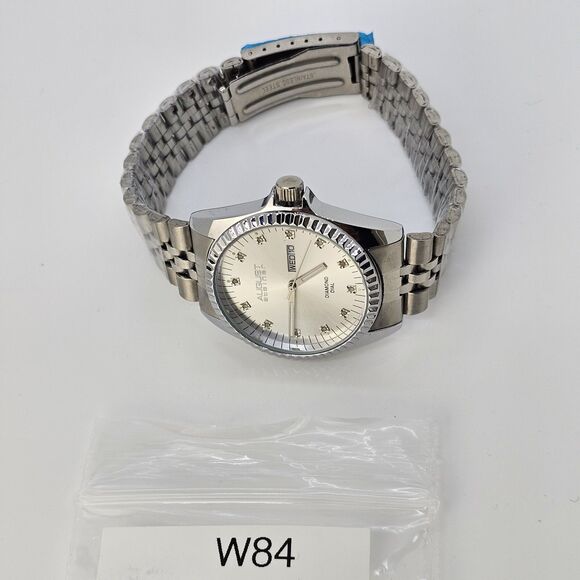 August Steiner 40MM Men's Watch Diamond Hour Markers Gray Bracelet Day Date 8.5" - Picture 10 of 10